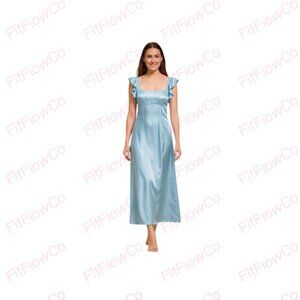 Madewell Light Blue Bias-Cut Maxi Dress | Flutter Sleeves | Size 4